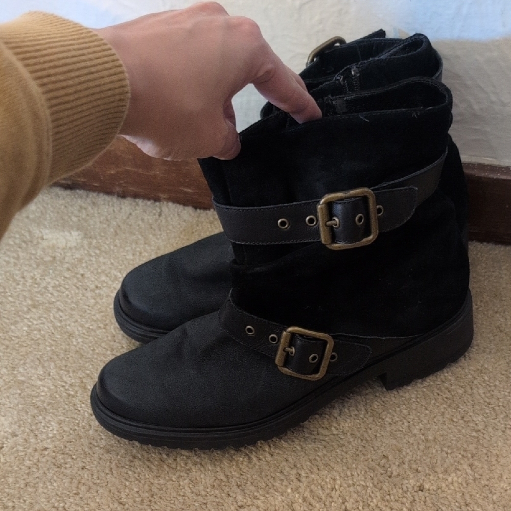 Black Buckle Ankle Boots Size 7.5